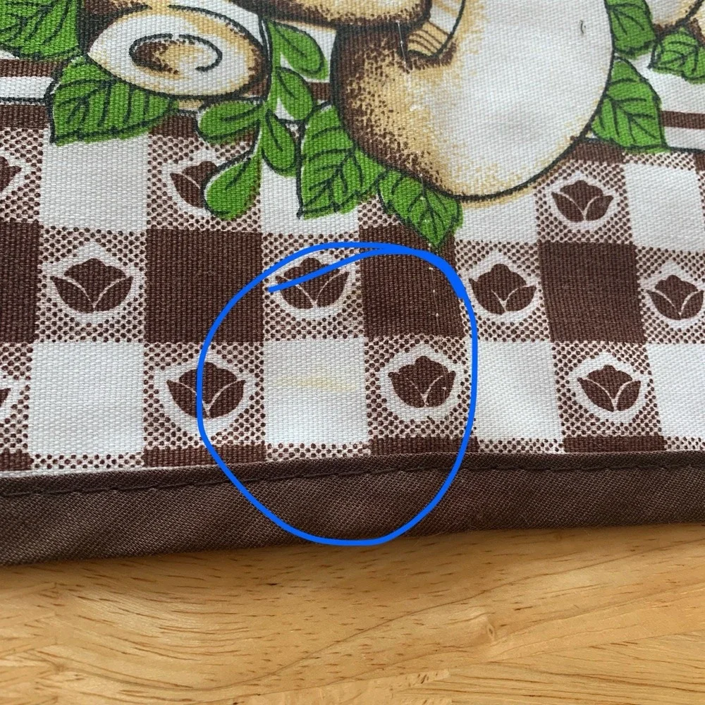 Vtg Half Apron Retro Mushrooms Vegetables Homesteading Franco Pockets Checkered